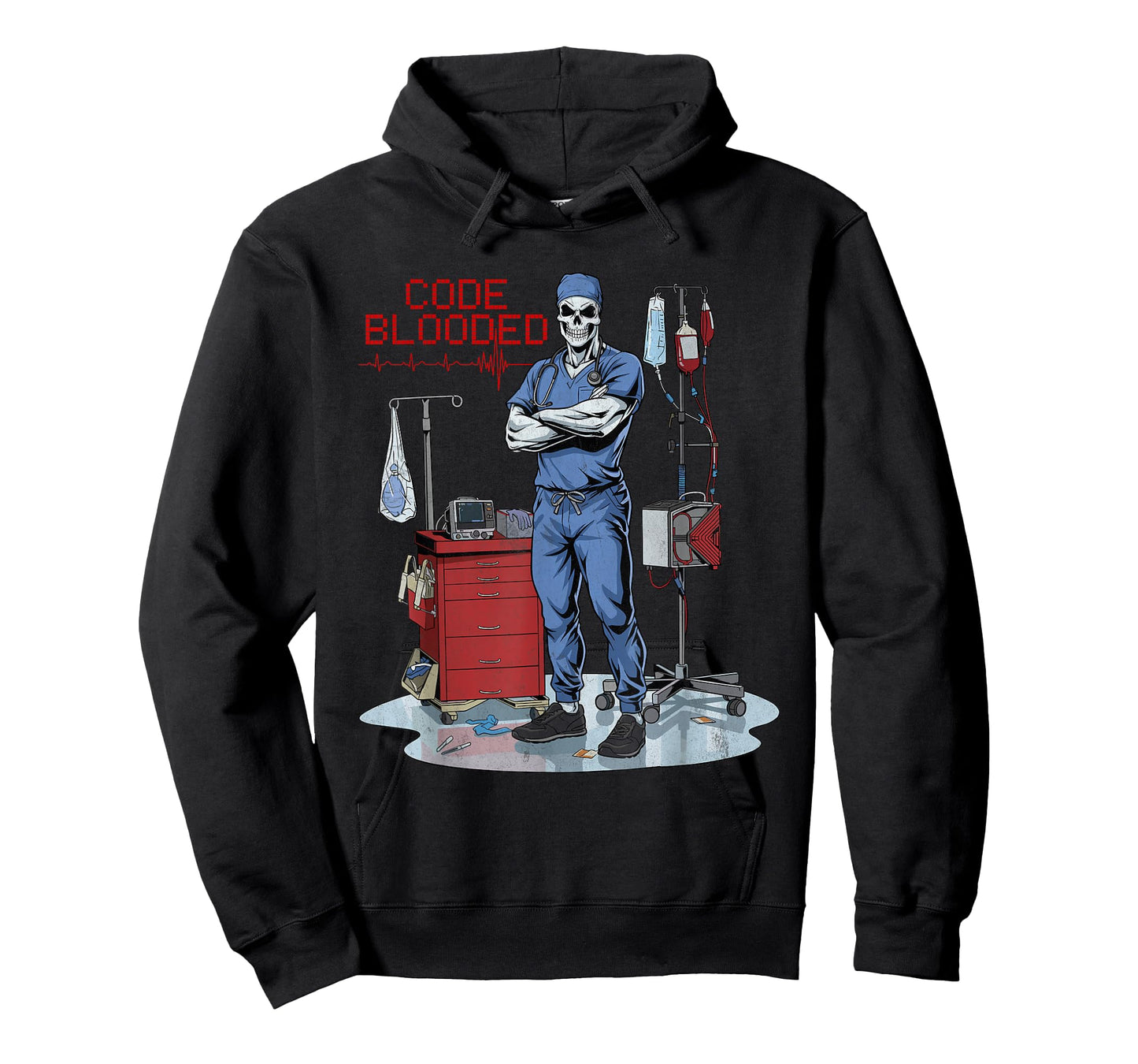 Code Blooded ER Nurse Emergency Room Department Skeleton Tee T-Shirt
