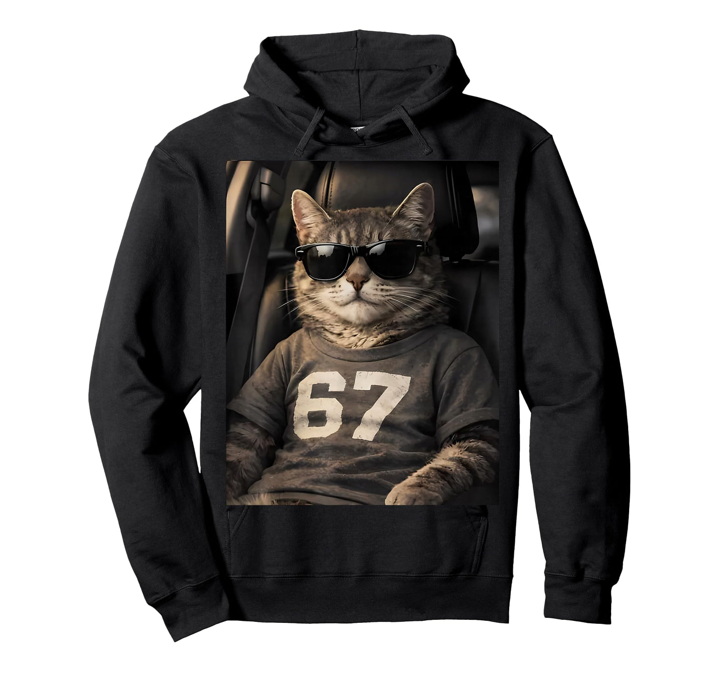 67 Cat Wearing Sunglasses Gen Alpha Funny Six Seven 6 7 Meme T-Shirt