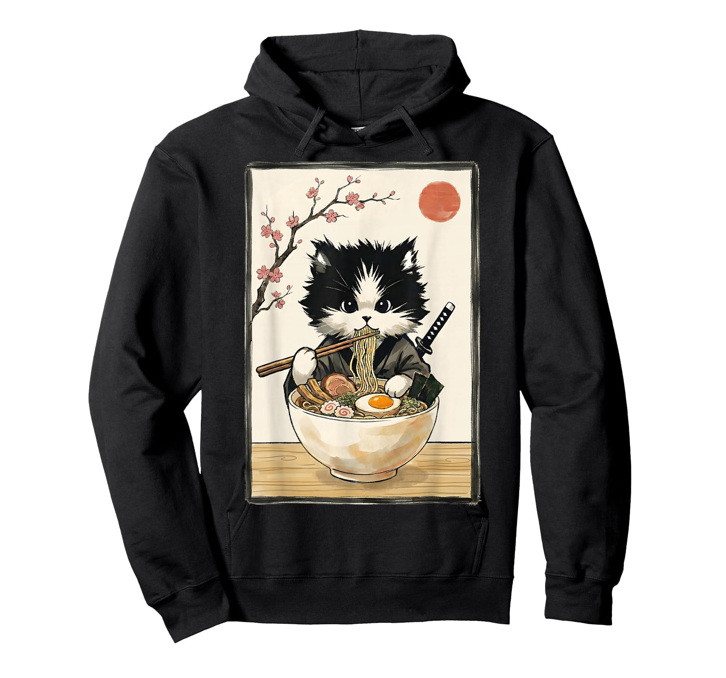 Samurai Cat Japanese Art Ramen Novelty Kawaii Funny Cat T-Shirt