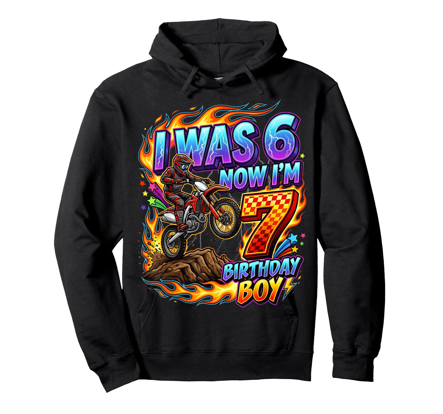 I was 6 Now I'm 7 Year Old Birthday boy Motocross 7th T-Shirt