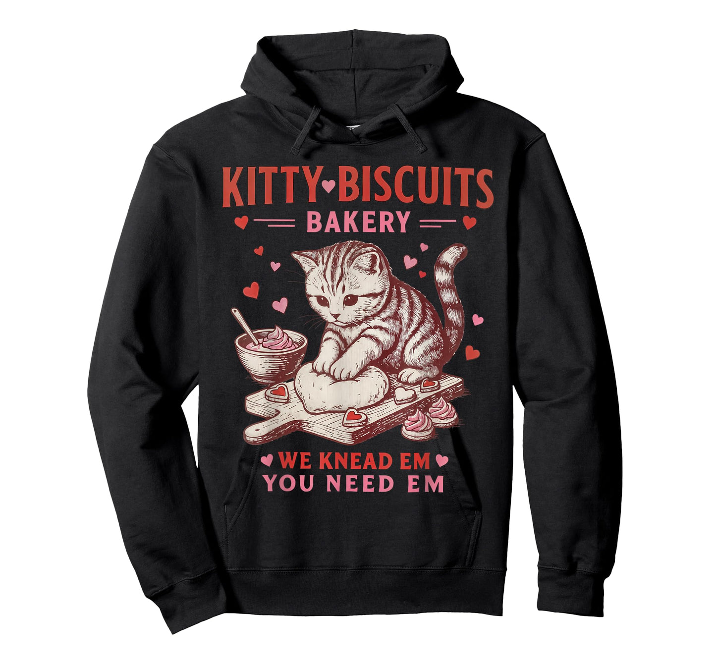 Kitty Biscuits Bakery, Valentines Cat, We Knead Em T-Shirt