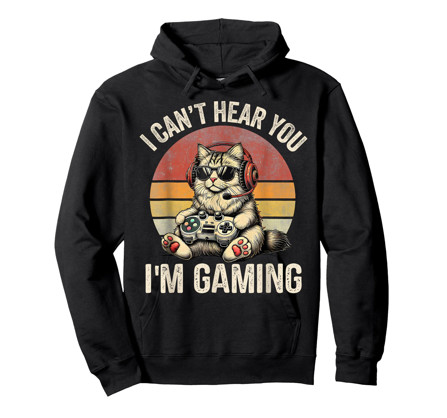Vintage I Can't Hear You I'm Gaming Funny Cat Meme Matching T-Shirt