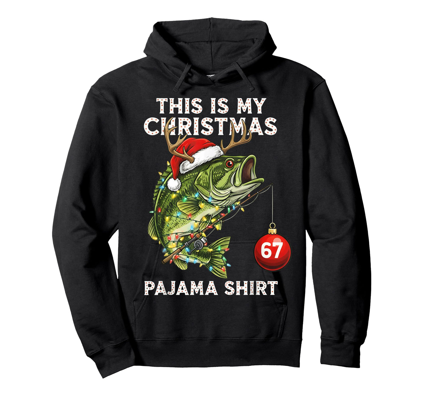This is My Christmas Pajama Bass Fish Santa Hat Toddler Boys T-Shirt