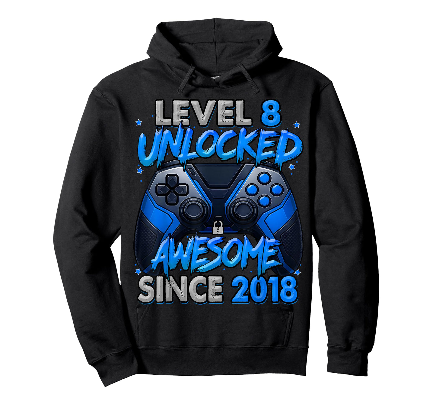 Level 8 Unlocked Awesome Since 2018 8th Birthday Gaming T-Shirt