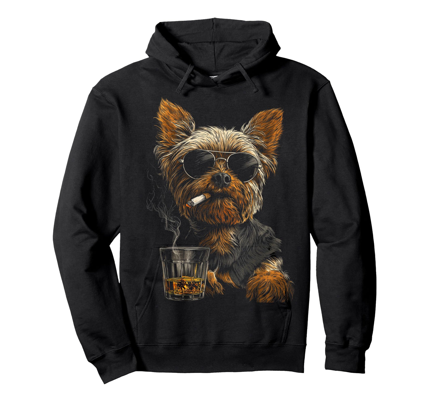 Yorkshire Terrier Smoking Cigarette Whisky Lover Funny Dog T-Shirt