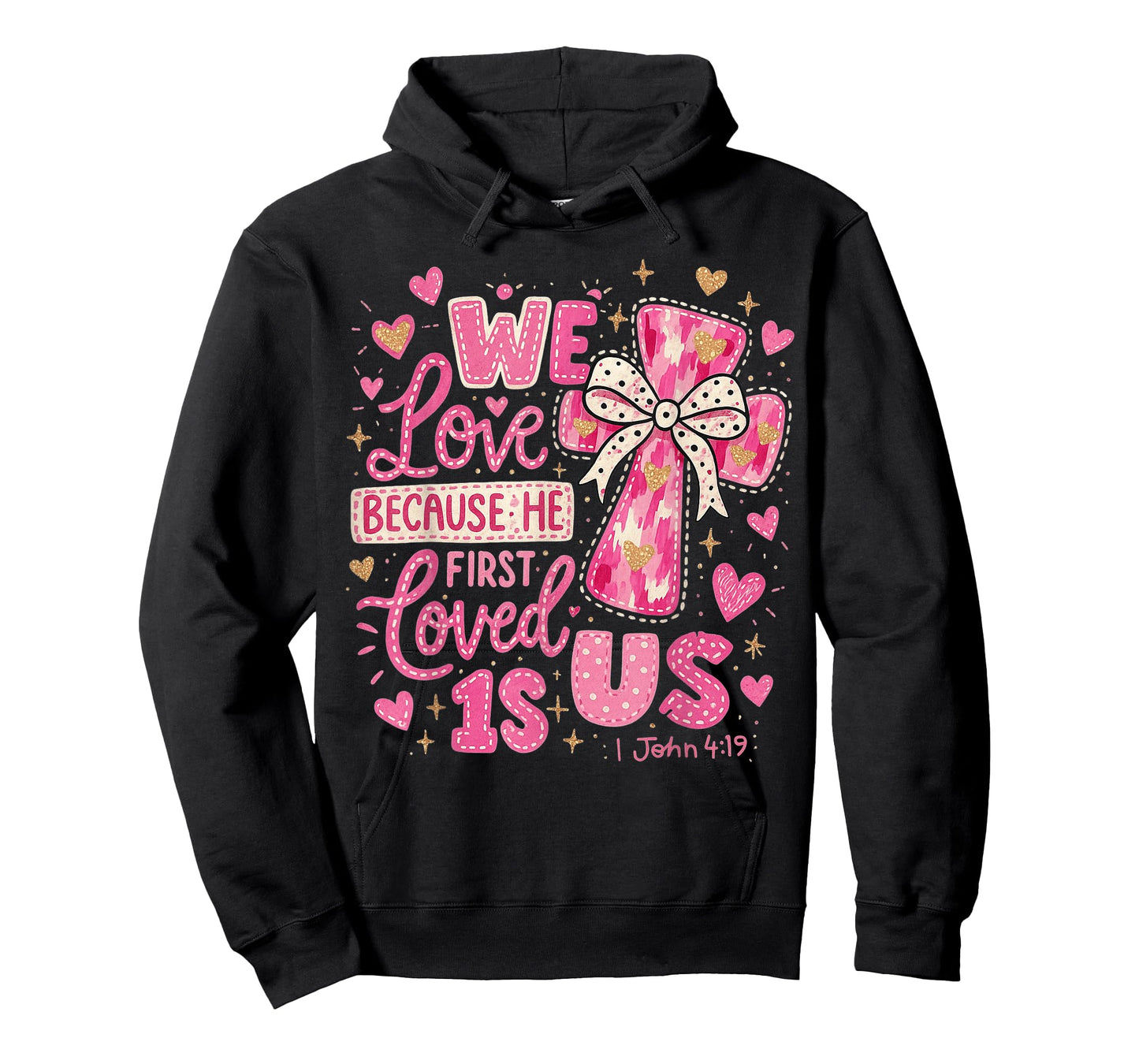 HUGvyn He First Loved US Christian Valentine Jesus Cross Bow T-Shirt