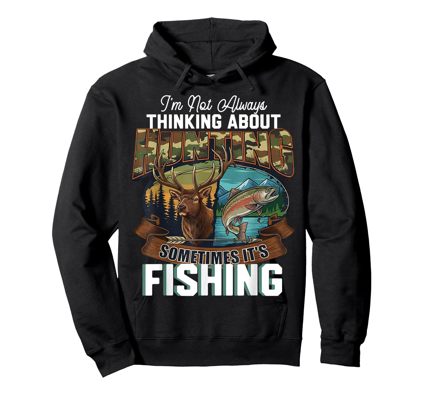Funny Hunter Thinking About Hunting Sometimes Fishing T-Shirt
