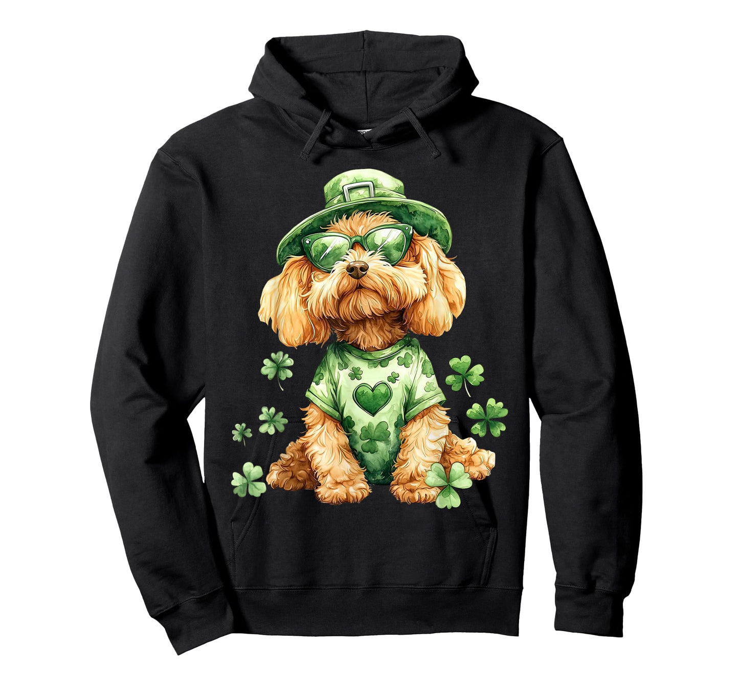 Golden Doodle Sunglasses Lucky Shamrocks St Patricks Day T-Shirt