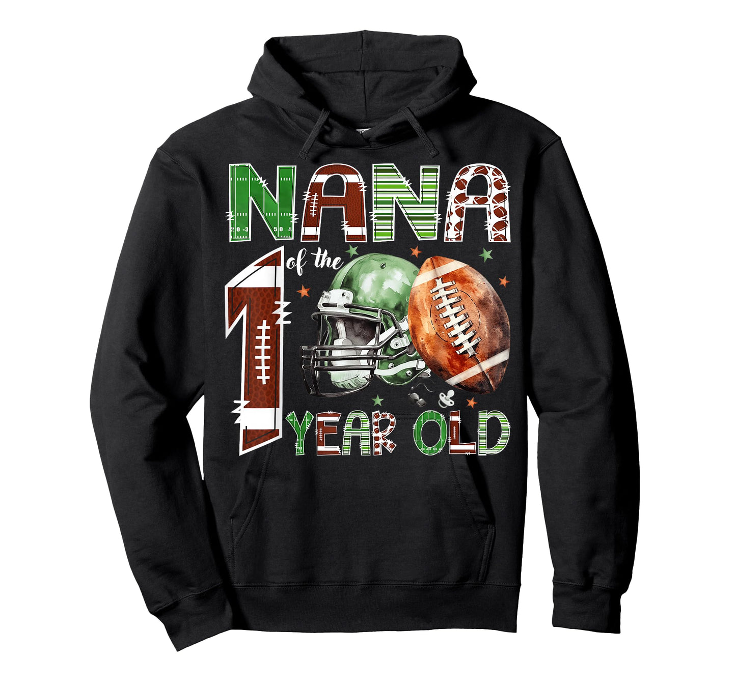 Nana of The 1 Year Old Football Lover 1st Birthday Boy T-Shirt