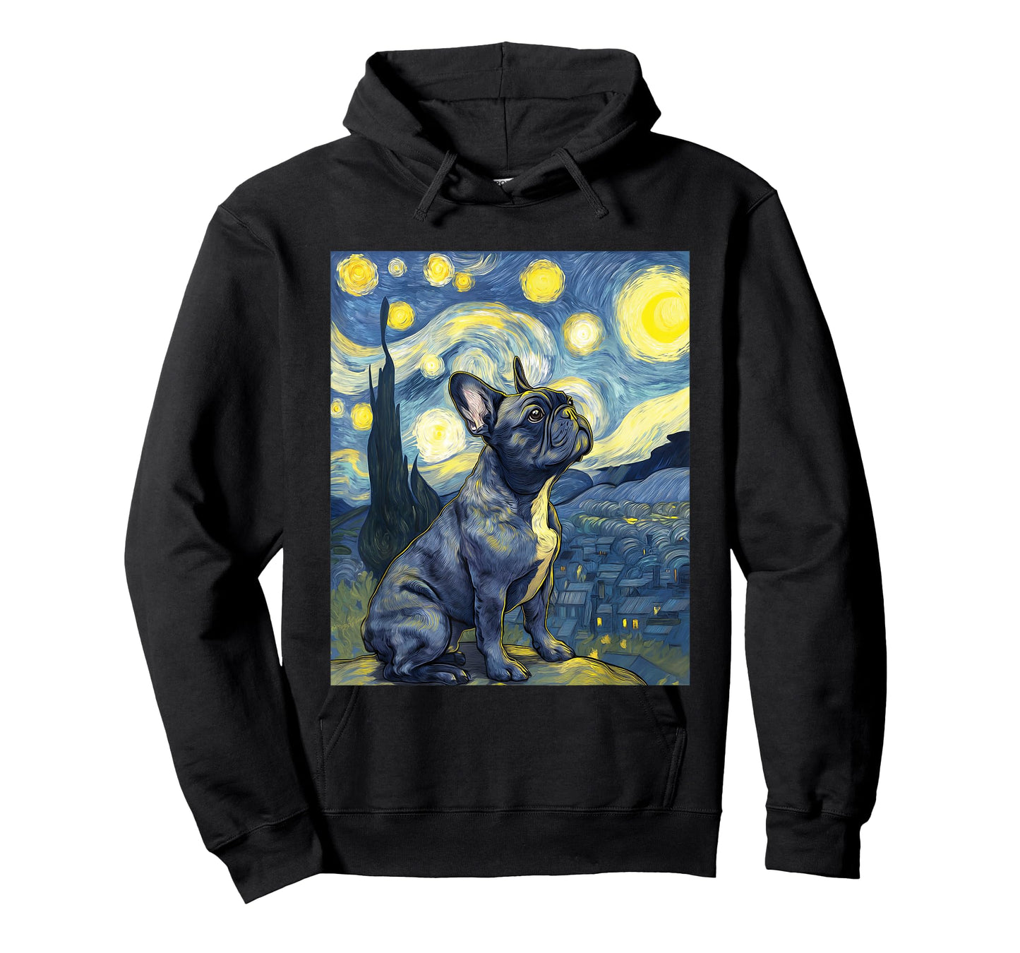 French Bulldog Dog Van Gogh Style Starry Night Funny Graphic T-Shirt
