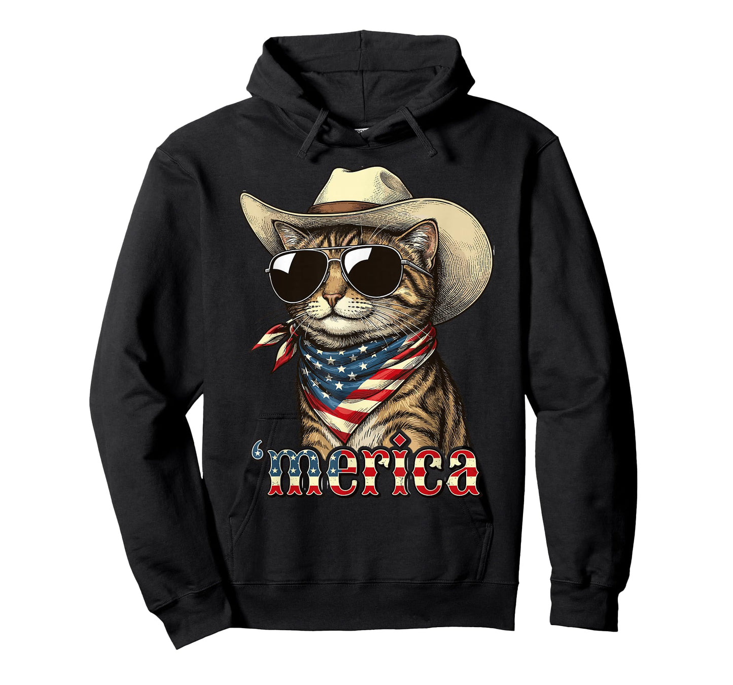 USA Flag Cat 4th of July Men Women Kids Funny Patriotic T-Shirt