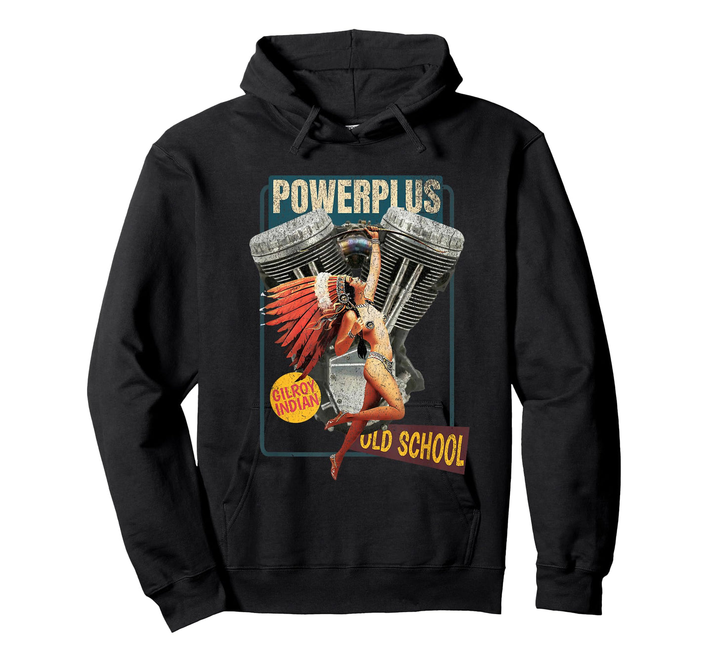 Gilroy Indian Powerplus Bottlecap Old School Biker Moto T-Shirt