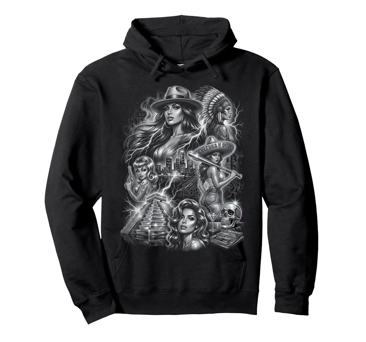 Chicano Art Lowrider Culture Aztec Pyramid West Coast T-Shirt