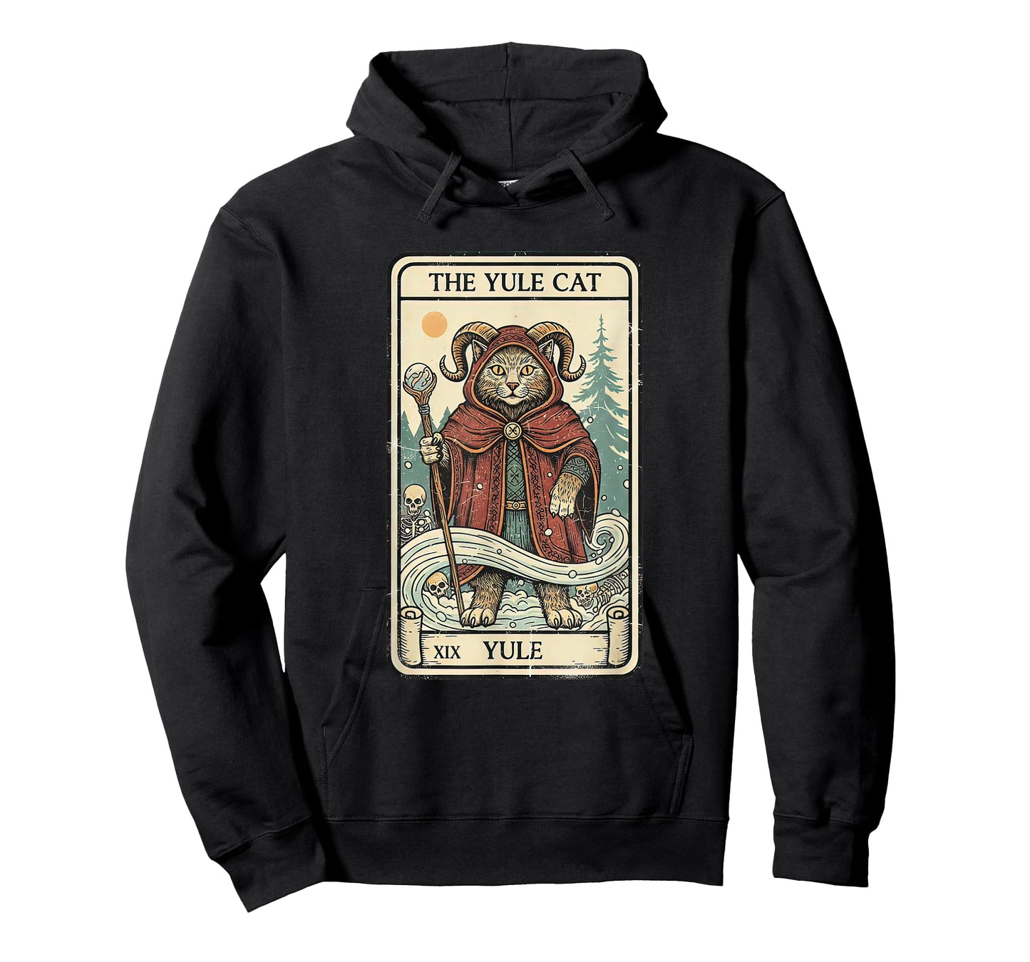 Retro Vintage The Yule Cat Tarot Card Christmas Holiday Xmas T-Shirt