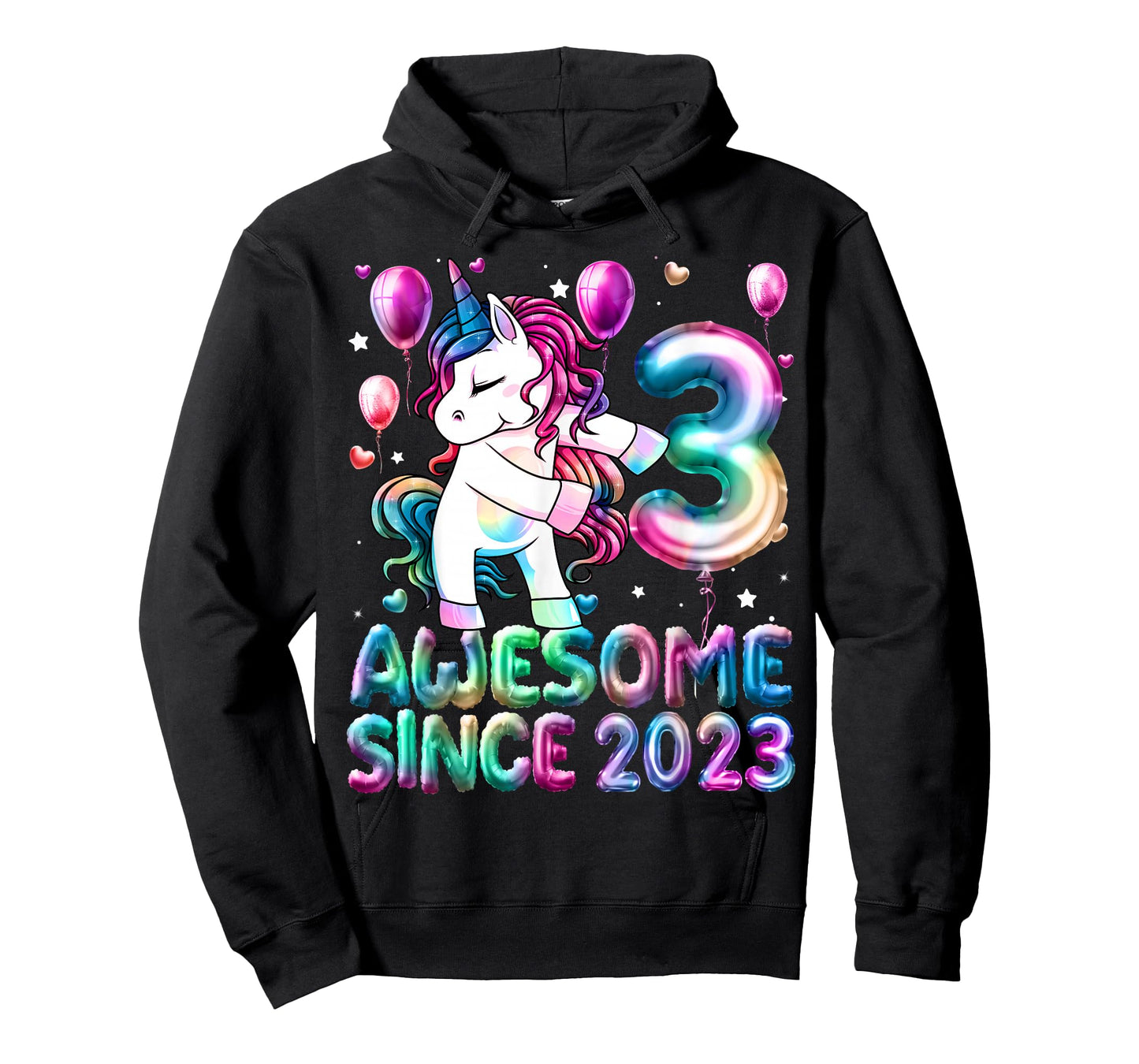 3 Year Old Girl Awesome Since 2023 Unicorn 3rd Birthday Girl T-Shirt