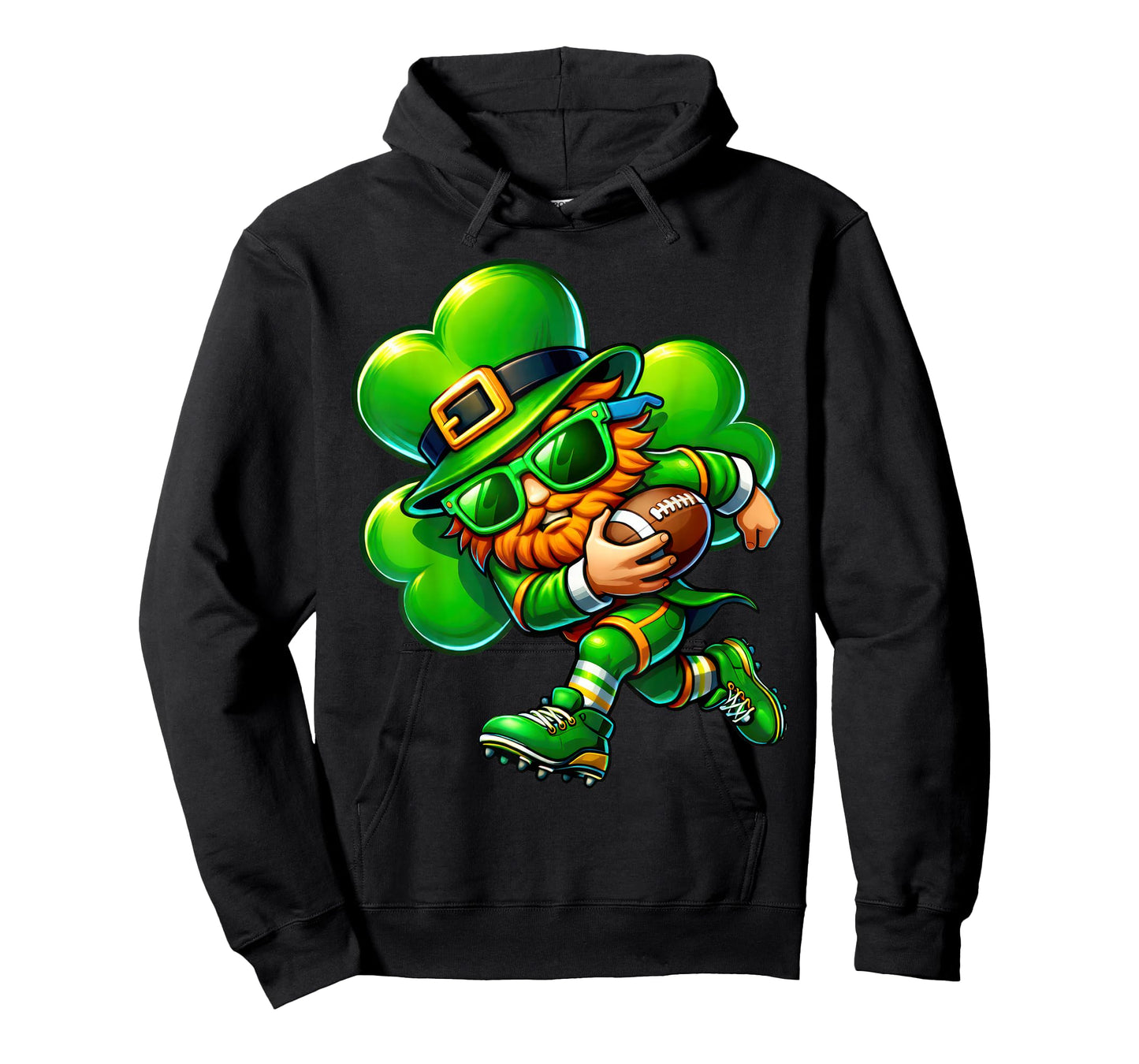 Funny Leprechaun Playing Football Kids Boys Mens T-Shirt