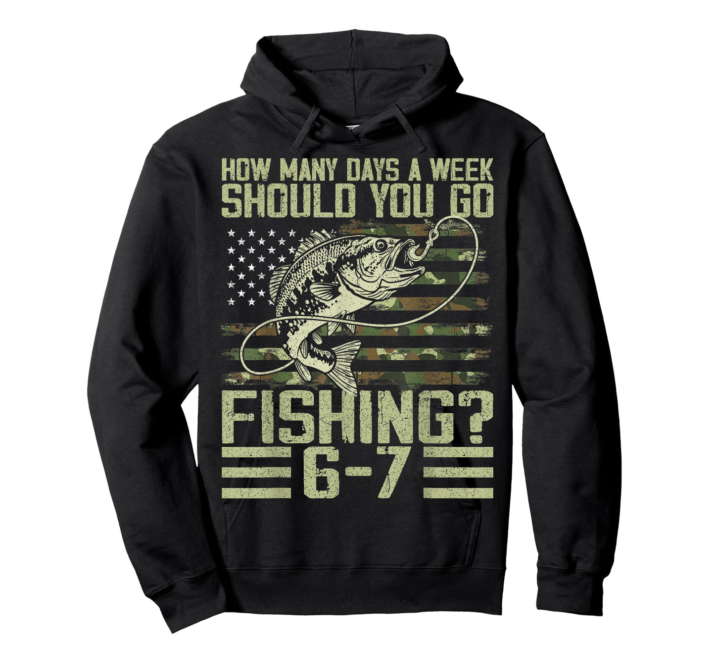 Funny Fishing Boy Teens Kid Camouflage USA Flag Bass Fish 67 T-Shirt