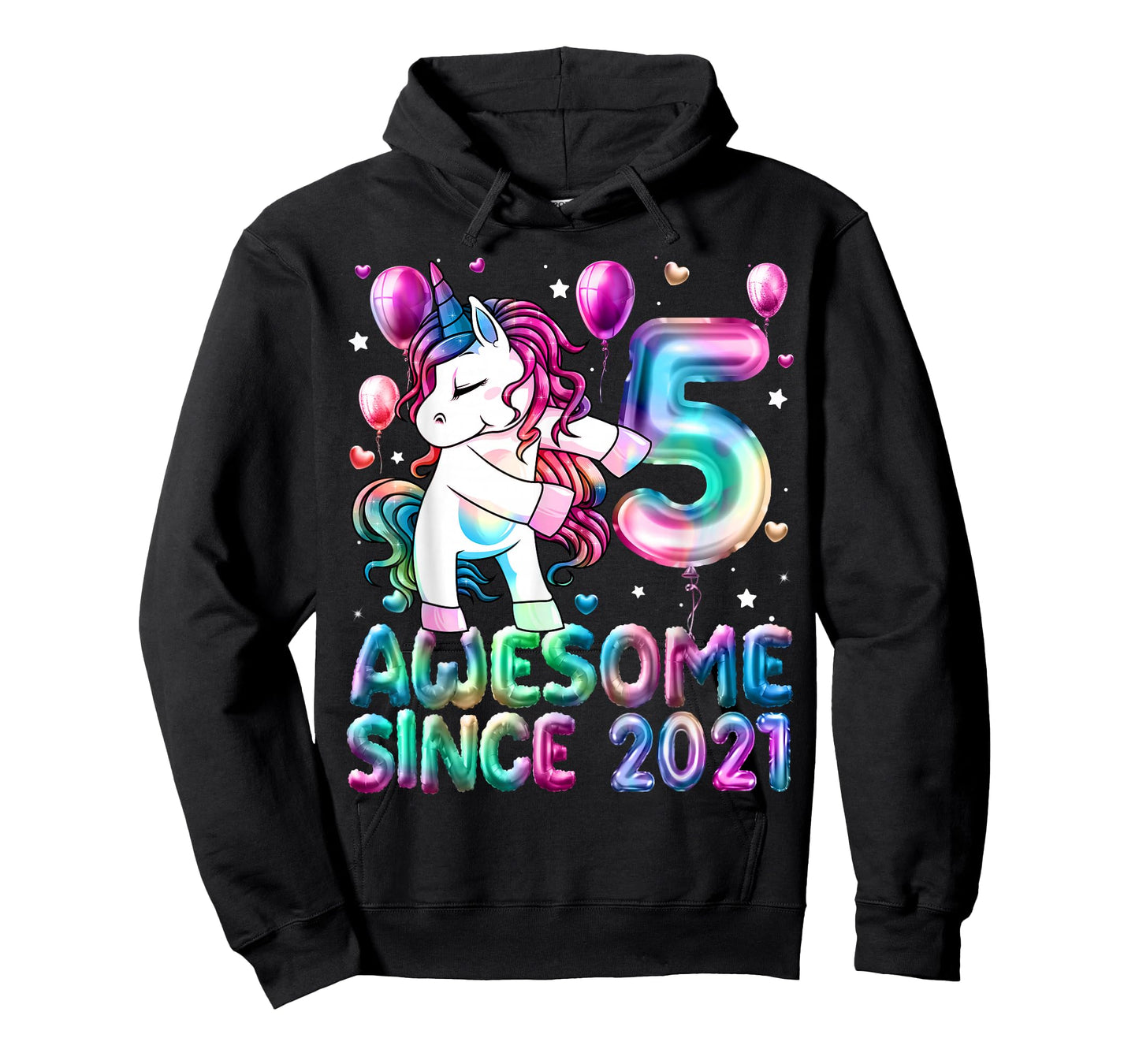 5 Year Old Girl Awesome Since 2021 Unicorn 5th Birthday Girl T-Shirt
