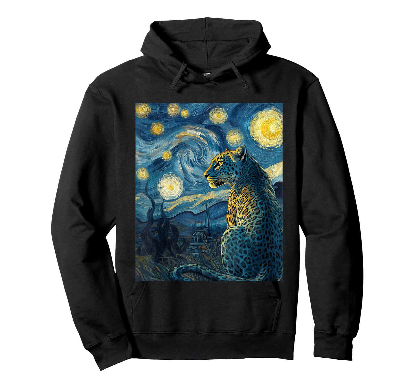 Leopard - Van Gogh Style Starry Night Funny Graphic T-Shirt