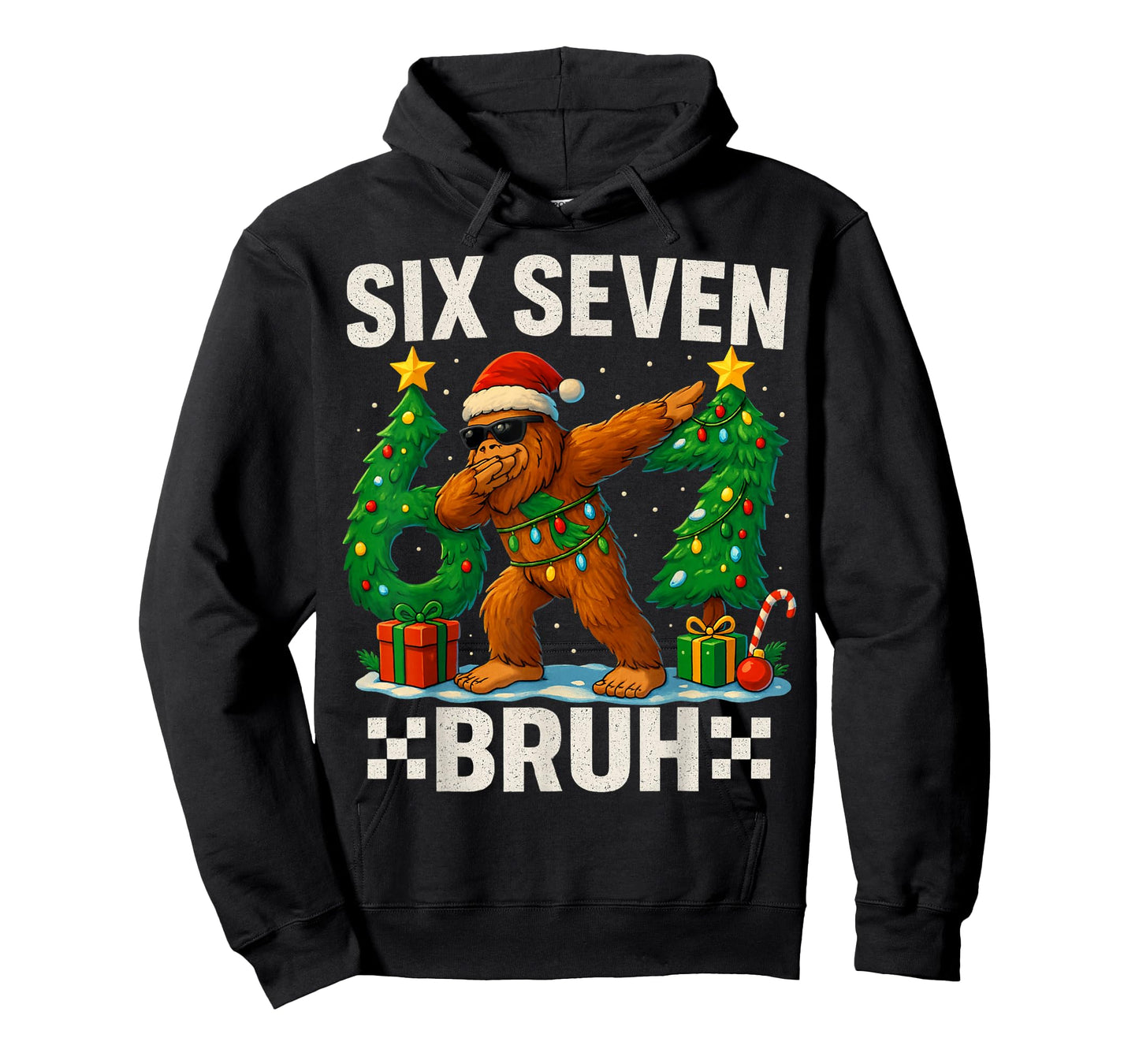 Bruh 67 Six Seven Santa Bigfoot Dabbing Christmas Boys Kids T-Shirt