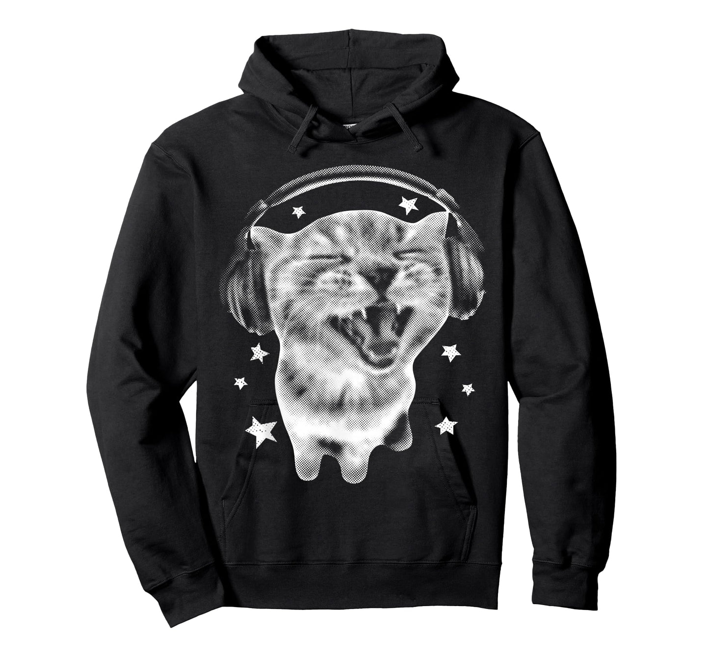Cute Headphones Cat Funny Y2k Grunge Silly Graphic Meme T-Shirt