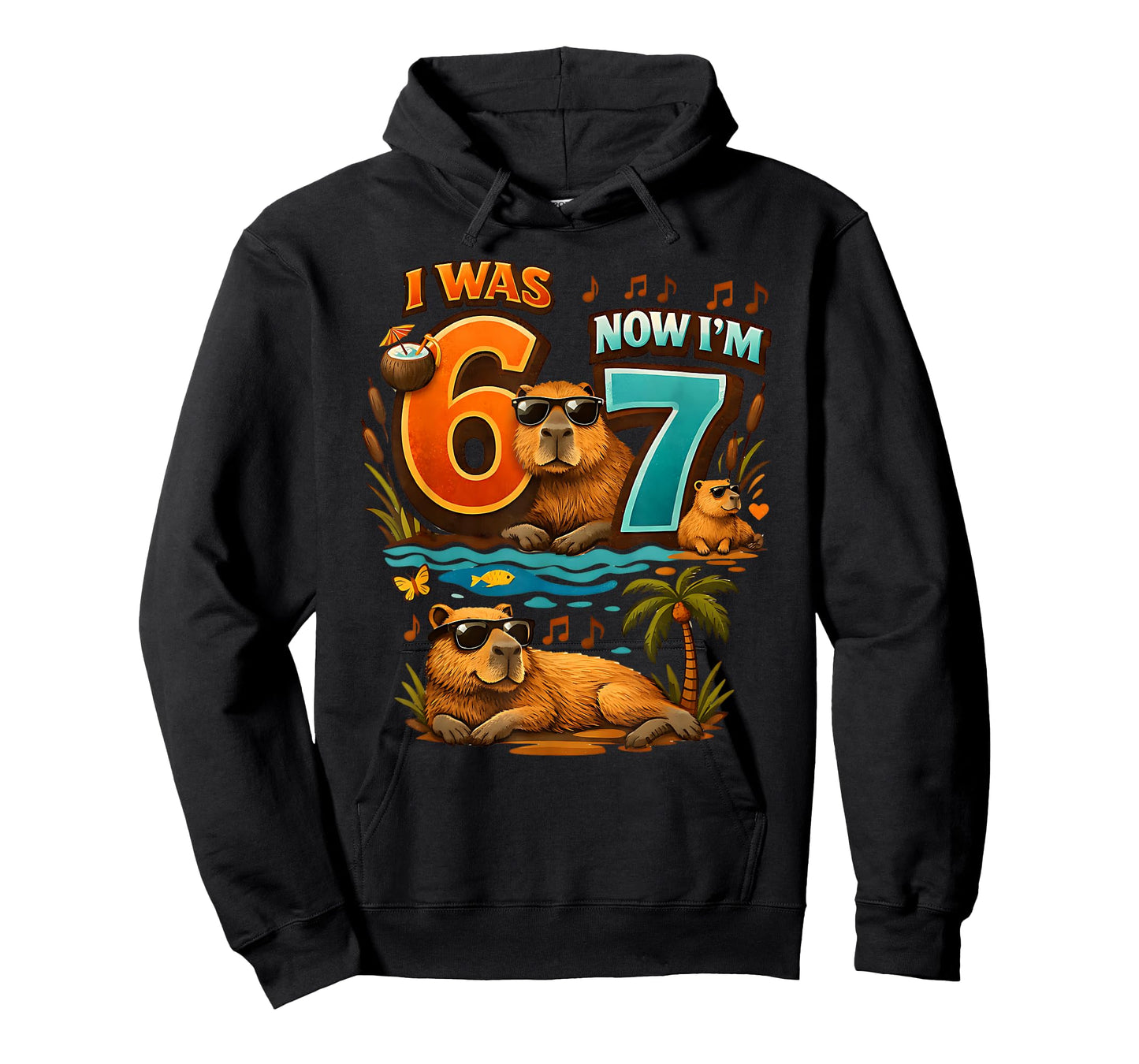 I was Six Now I'm Seven 6 7 Capybara 67 Meme 7th Birthday T-Shirt