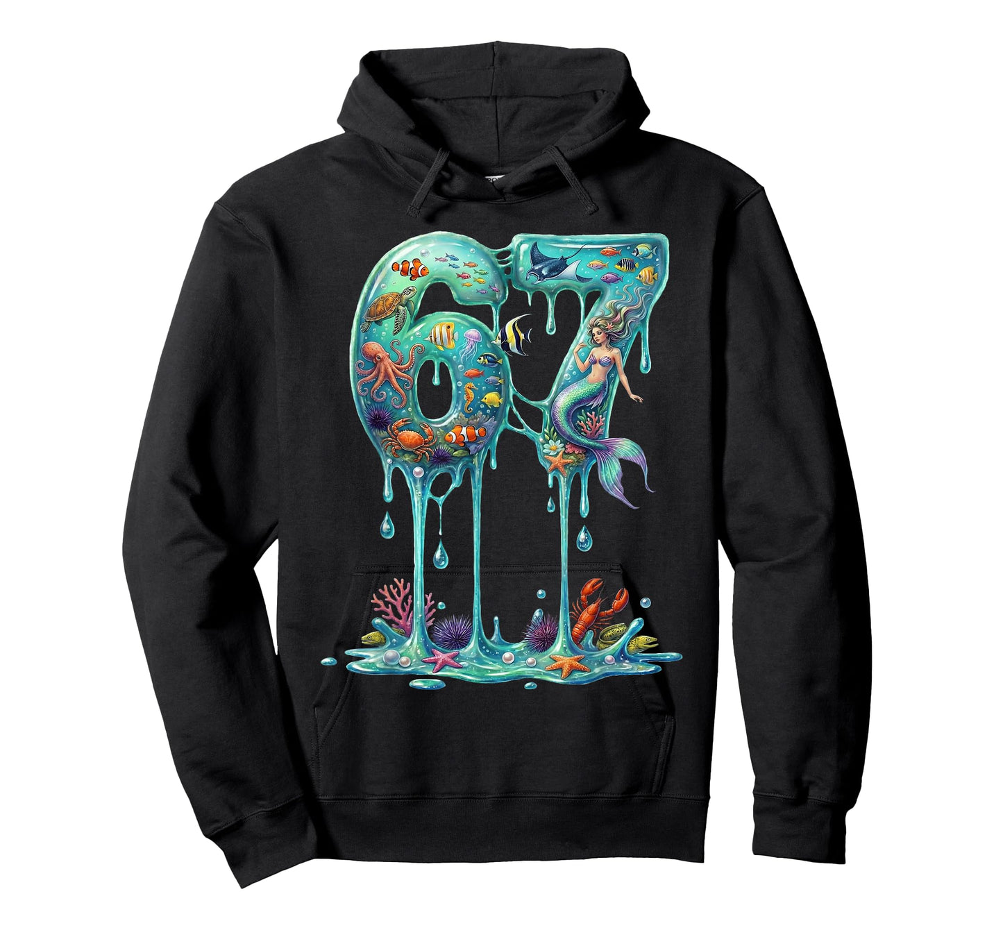 Dripping 67 Mermaid 6 7 Ocean Animals Under The Sea 6-7 Drip T-Shirt