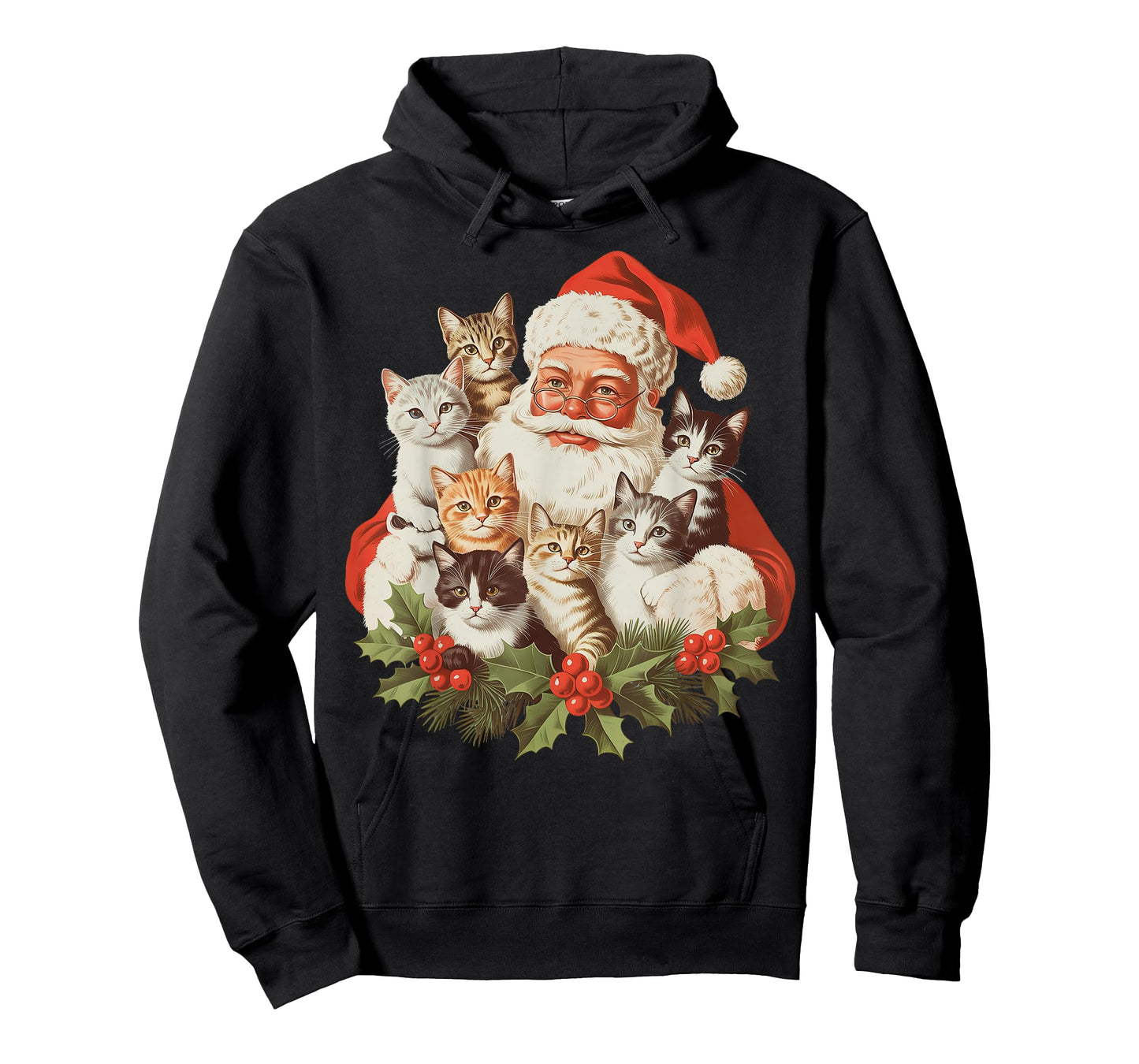 Santa Claus and Kittens Cats Christmas T-Shirt