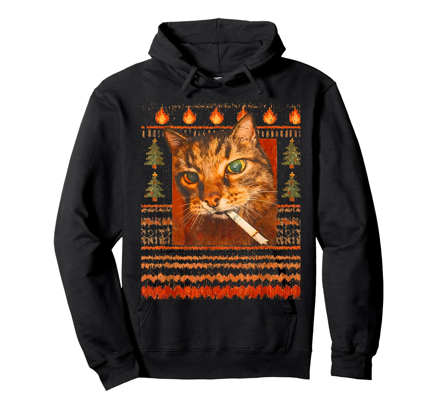 Funny Smoking Cat Meme Ugly Christmas Sweater T-Shirt