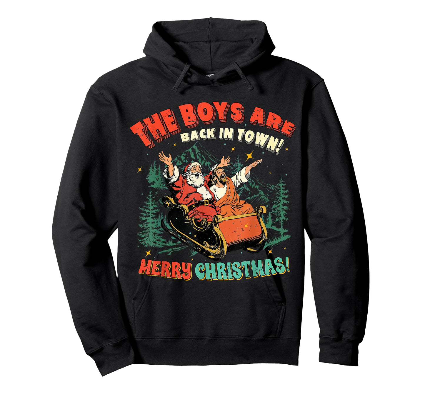 Funny Jesus Santa The Boys are Back in Town Merry Christmas T-Shirt