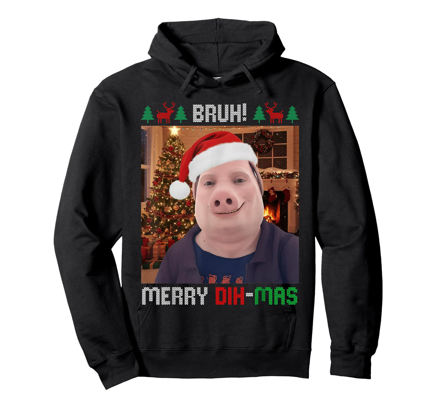 Bruh Merry Dih Mas Funny John Pork Christmas Brainrot Meme T-Shirt
