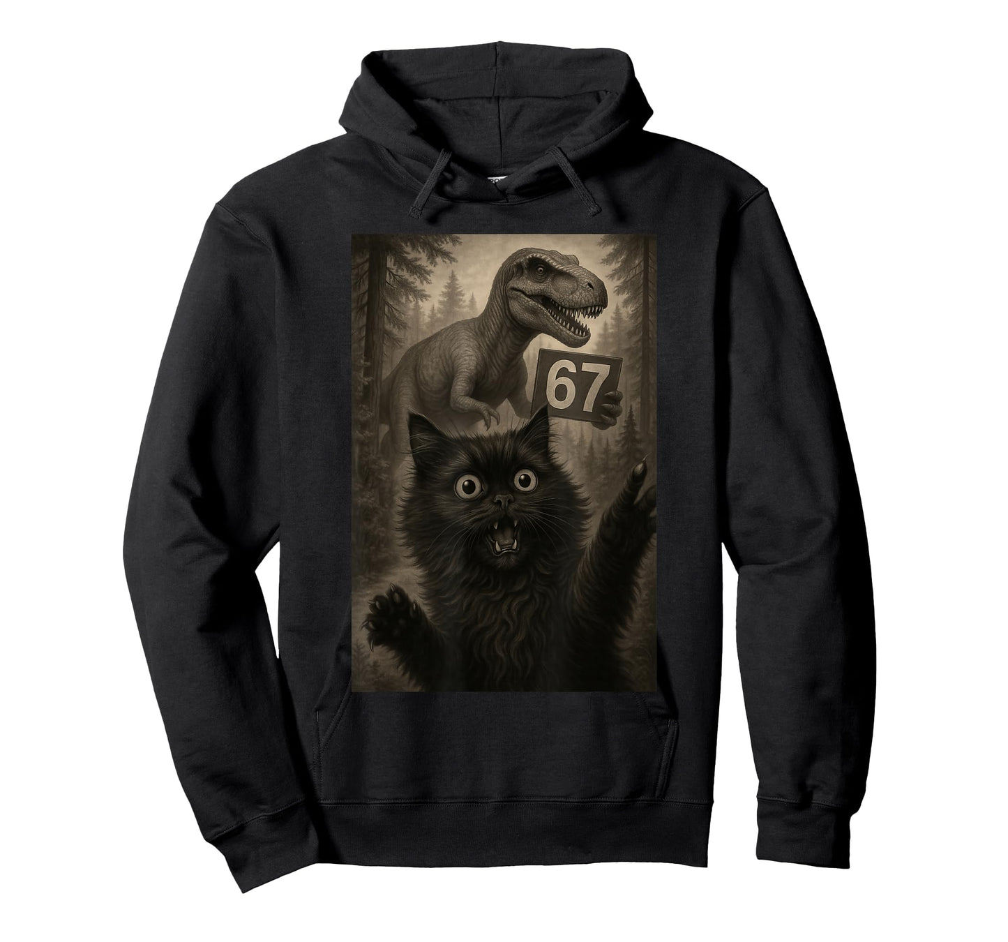 Cat Selfie 67 Meme Six Seven Funny T-Rex Dinosaur T-Shirt
