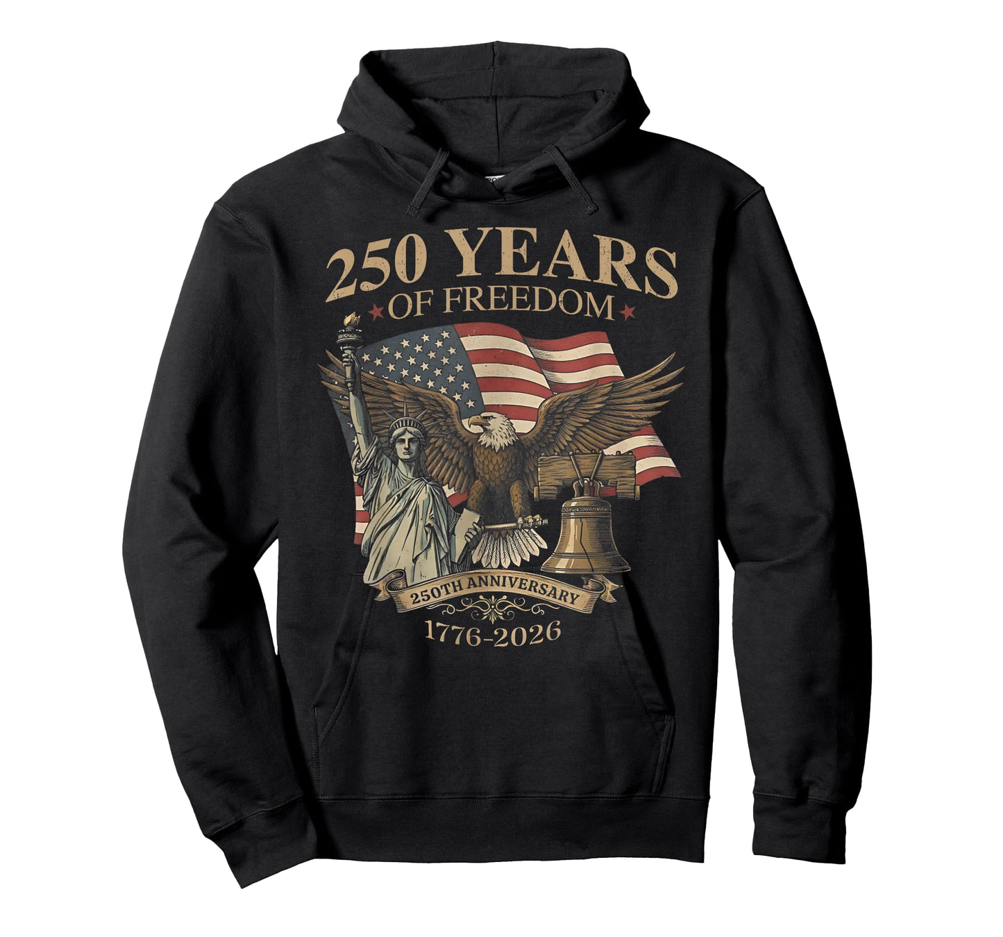 250 Years of Freedom 1776-2026 Liberty Bell Eagle USA Flag T-Shirt