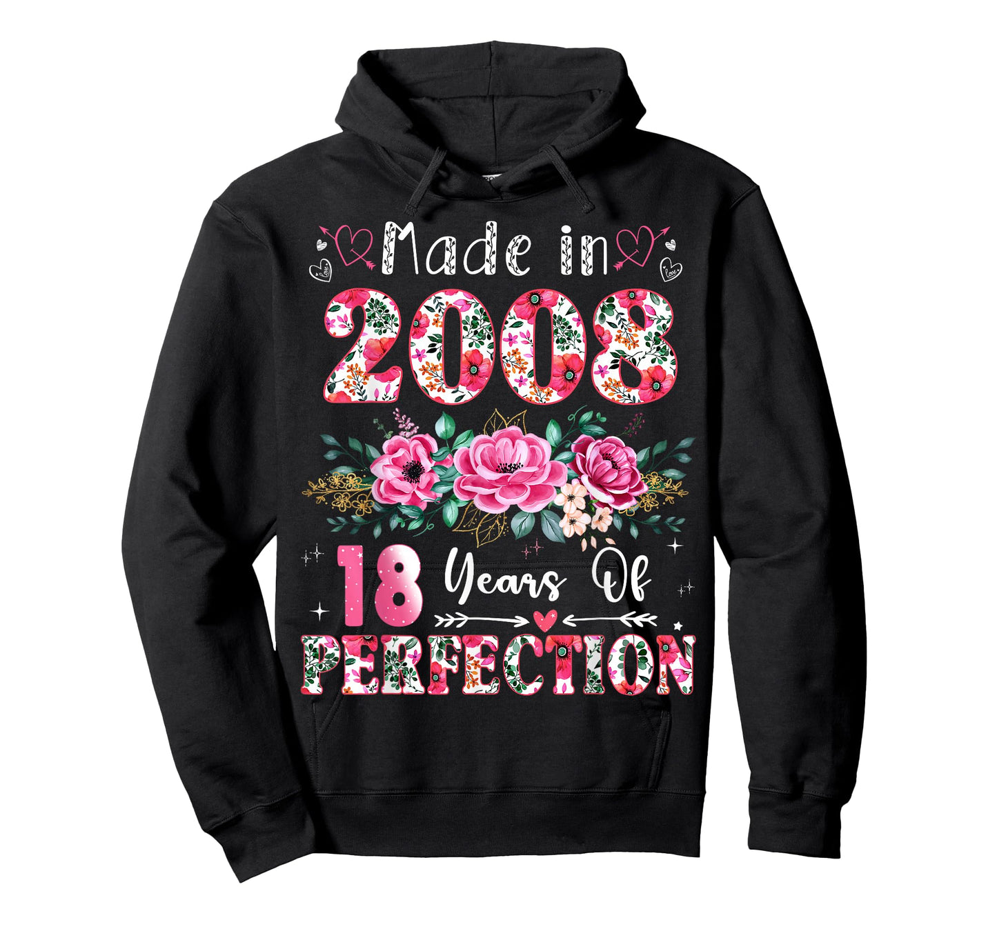 18 Year Old Made in 2008 Floral 18th Birthday Women T-Shirt