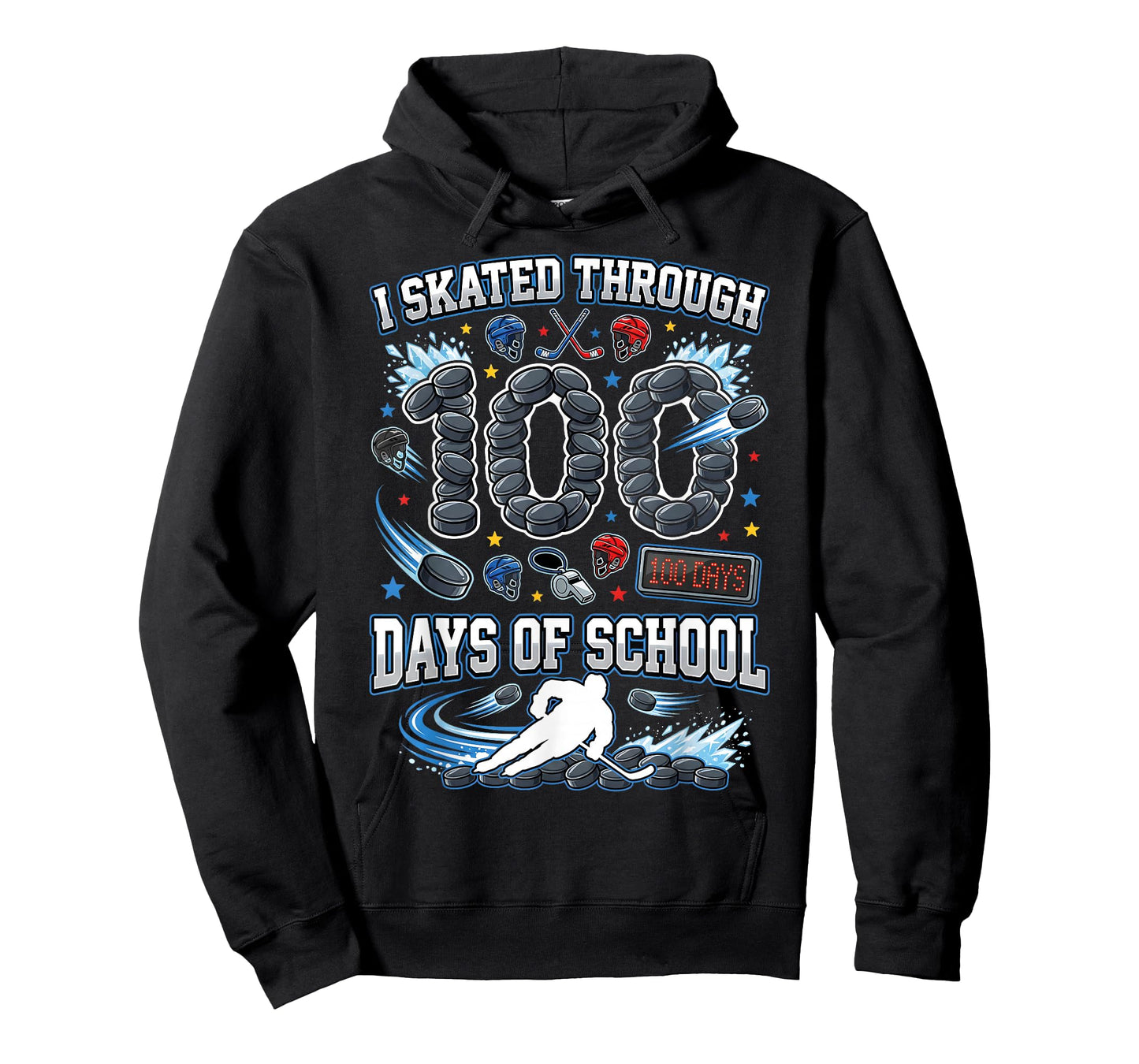 I Skated Through 100 Days of School Ice Hockey 100th Days T-Shirt