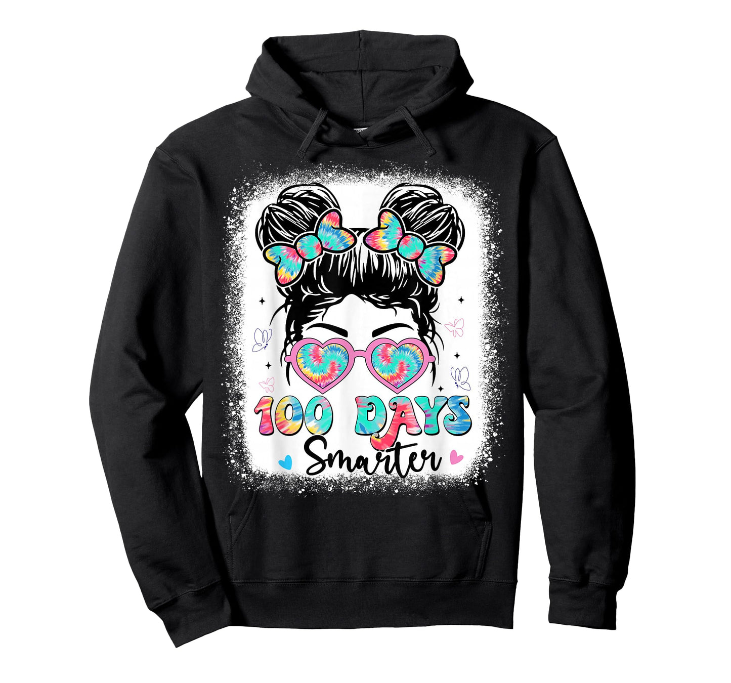 100 Days Smarter Messy Bun Girls 100th Day of School Kids T-Shirt