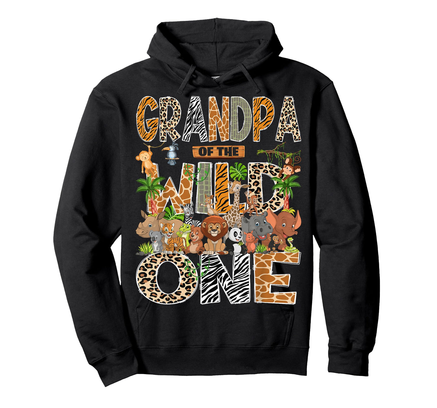 Grandpa of The Wild One Safari Zoo Animal 1st Birthday Boy T-Shirt