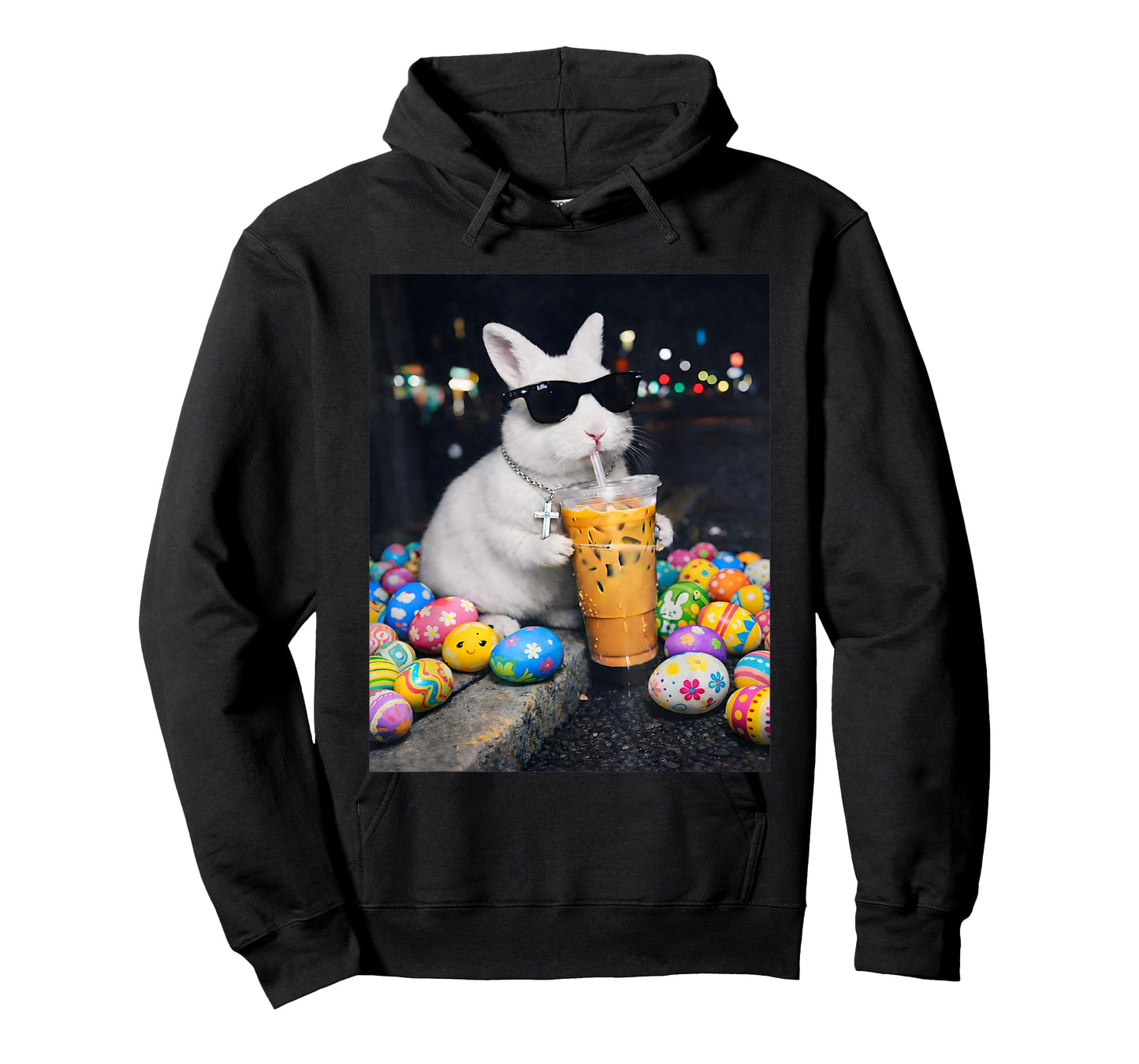 Easter Bunny Drinking Iced Cofffe Men Bunny Easter Women T-Shirt