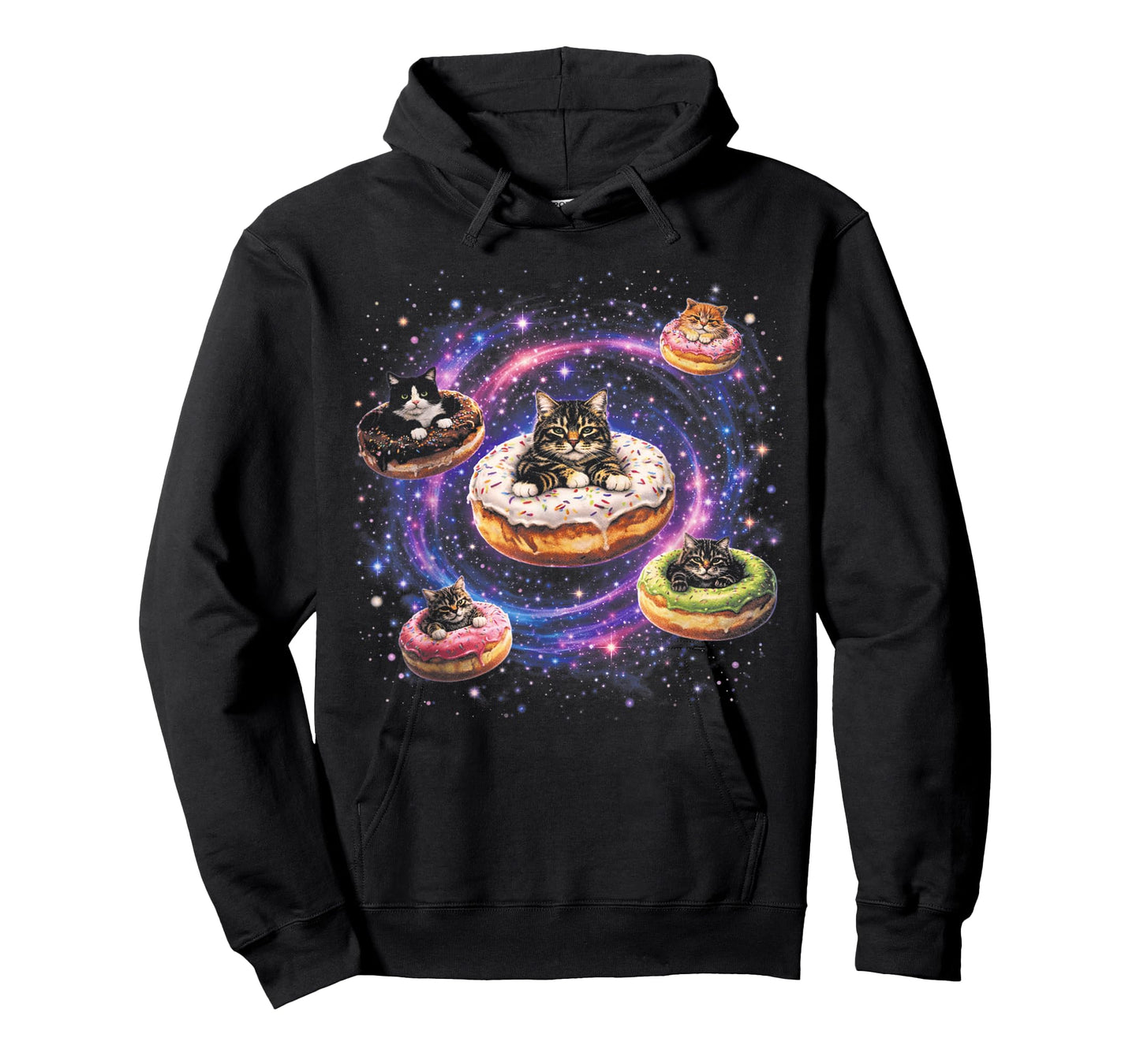 Cat Donut 90s Vintage Graphic Retro Cats in Space Tee T-Shirt