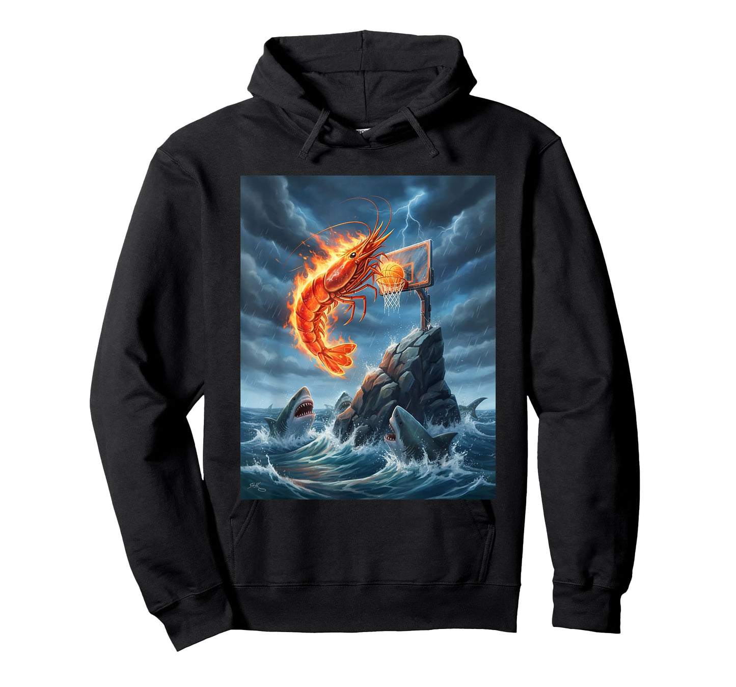 Shrimp Dunking on Shark Funny Fishing Meme Basketball Shrim T-Shirt