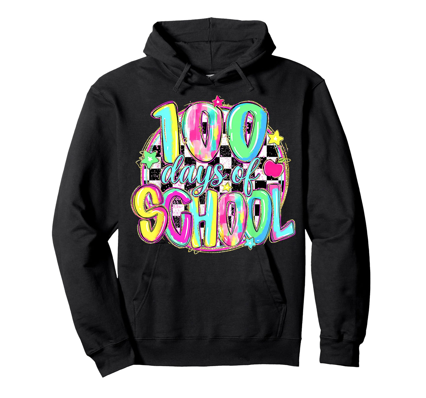 100 Days of School Funny Retro Checkered Circle Meme Student T-Shirt