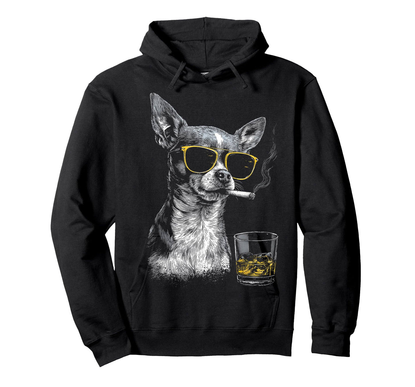 Chihuahua Smoking Cigarette Whisky Lover Funny Dog T-Shirt
