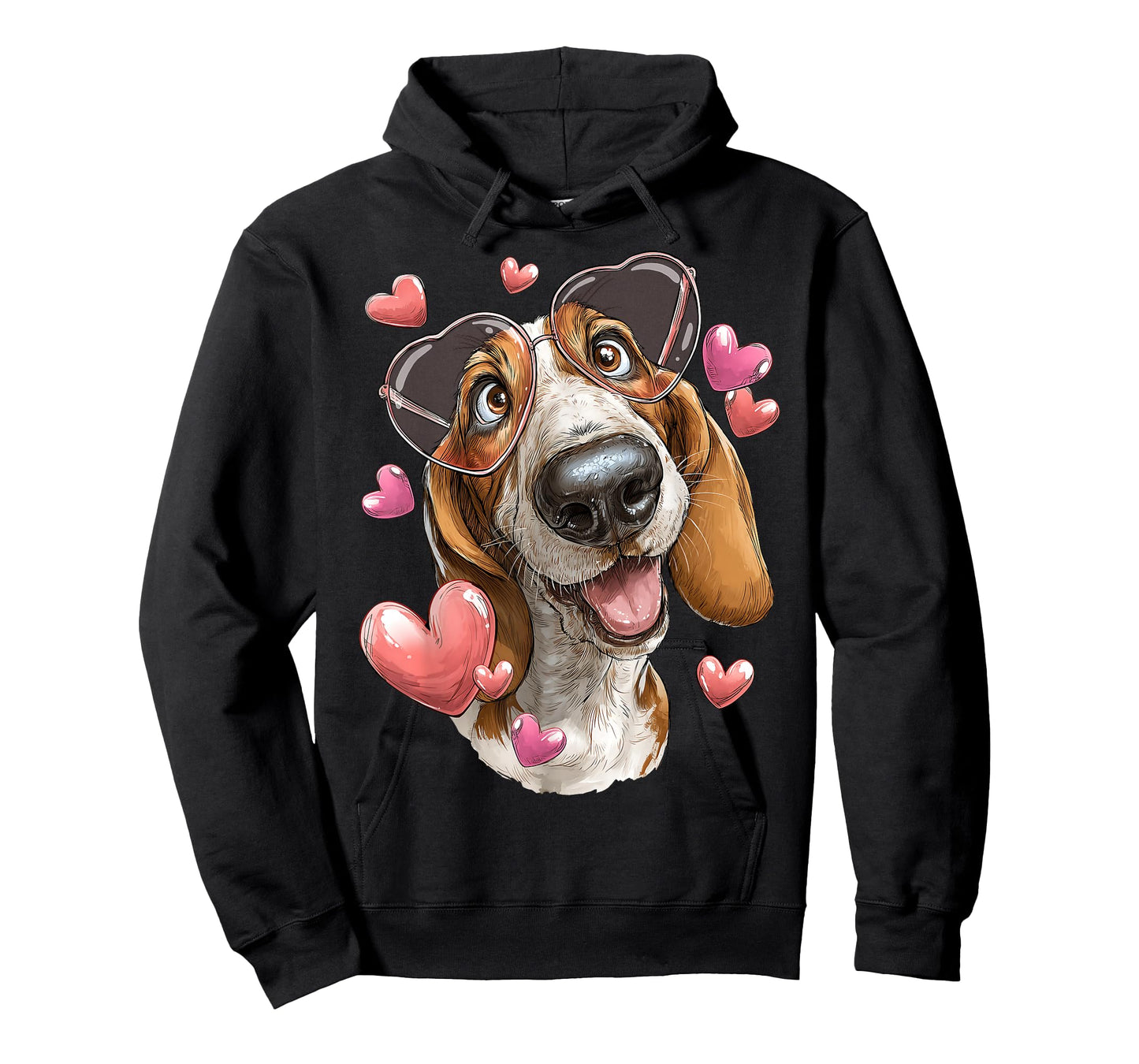 Basset Hound Dog Valentine's Day Heart Sunglasses T-Shirt