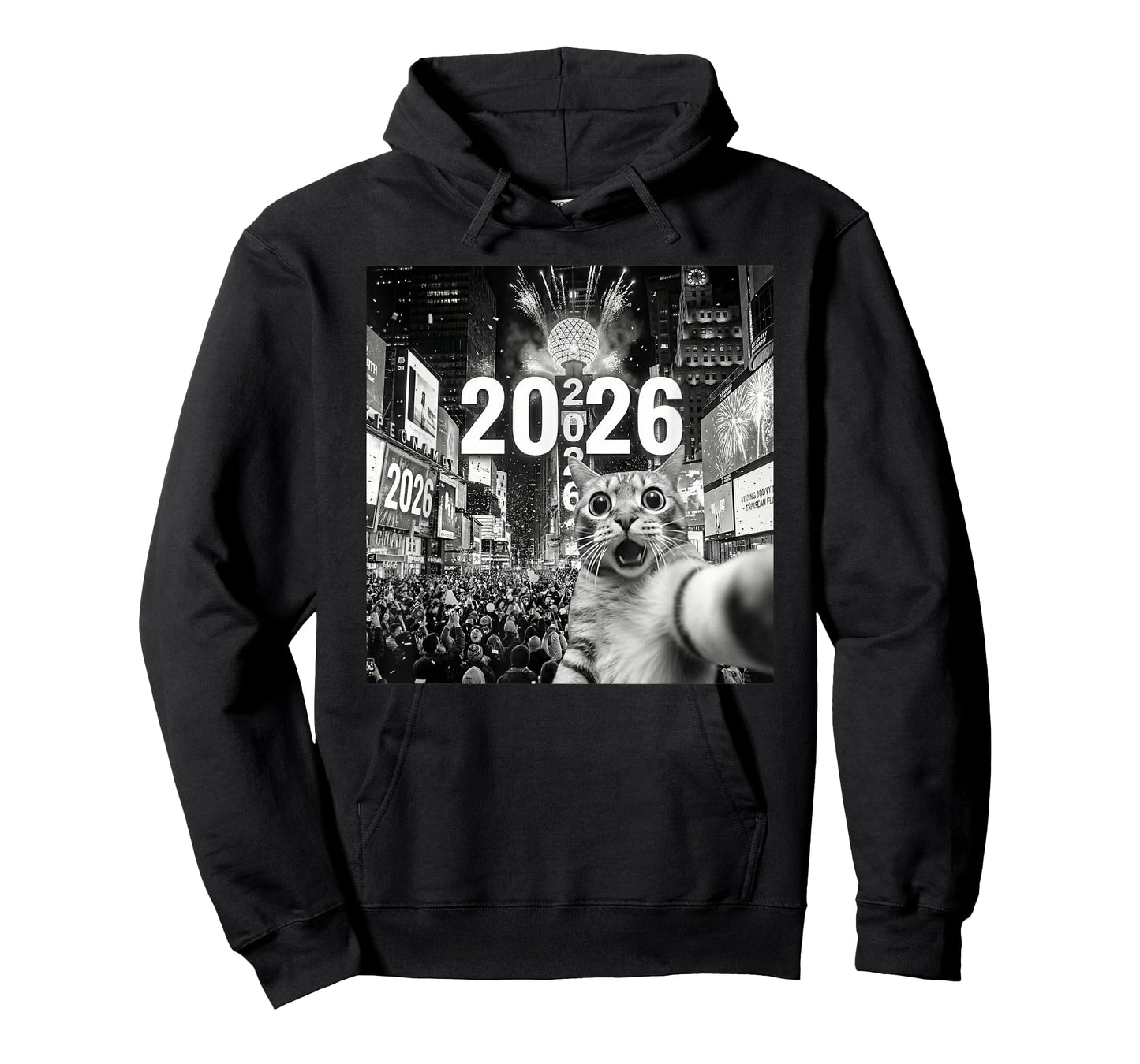Cat Selfie at New York Happy New Years Eve 2026 Ball Drop T-Shirt