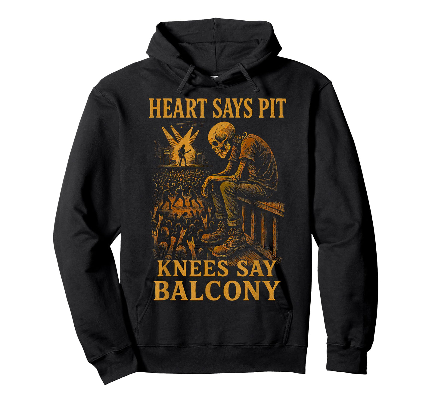Heavy Metal Rock Concert Heart Says Pit Knees Say Balcony T-Shirt