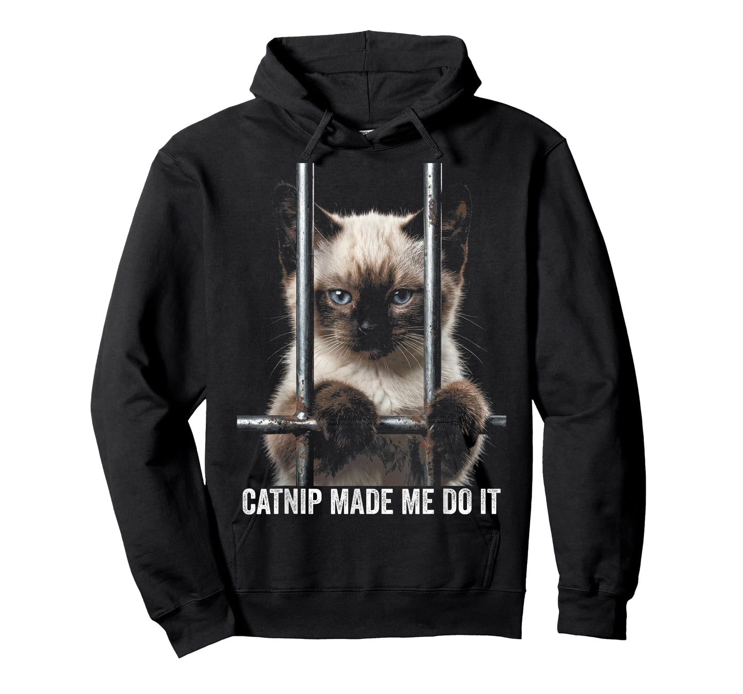 Catnip Made Me Do It Cat Prison Bars Cat Jail Siamese Cat T-Shirt