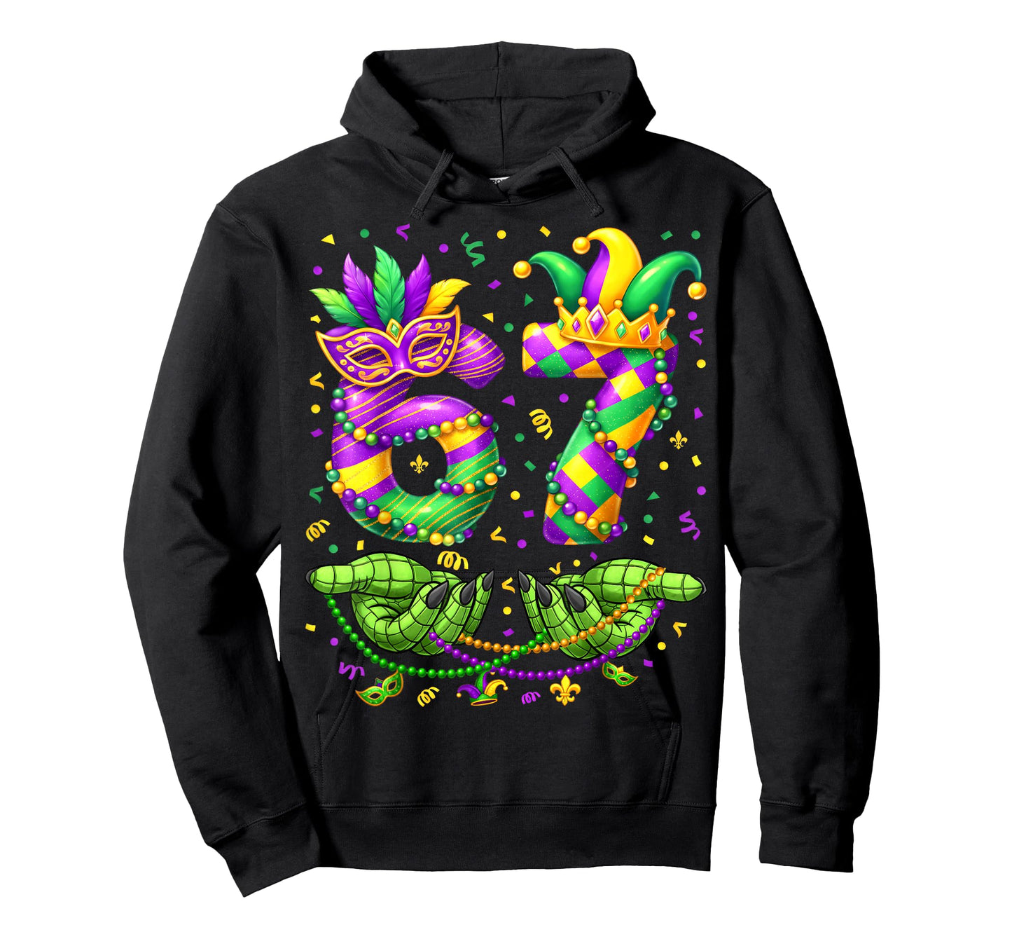67 Mardi Gras Alligator 6 7 Beads Mask Party Six Seven Meme T-Shirt