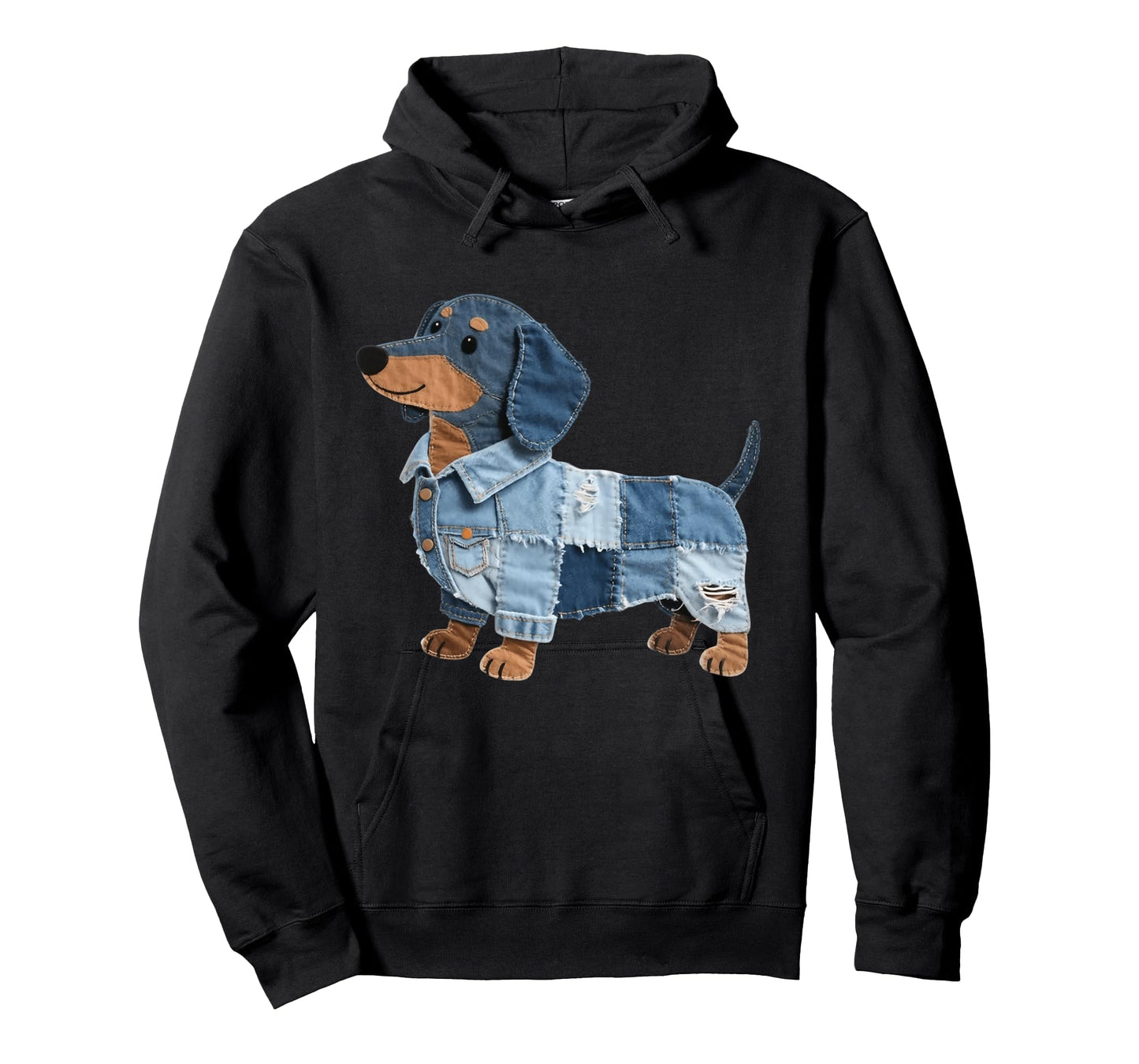 Dachshund Pattern Denim Patchwork Art Funny Dachshund Dog Long Sleeve T-Shirt