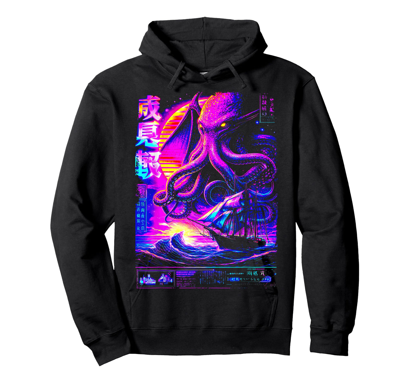 Cthulhu Kraken Synthwave Japanese Sea Monster T-Shirt