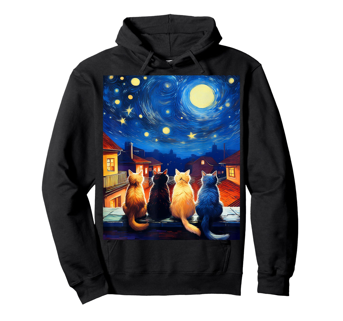 Cute Cats Night Art Parody Pet Lover T-Shirt